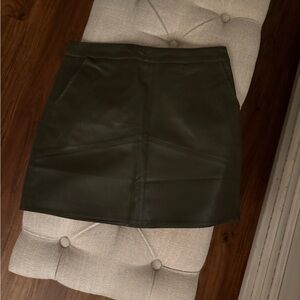 Olive faux Leather Mini Skirt